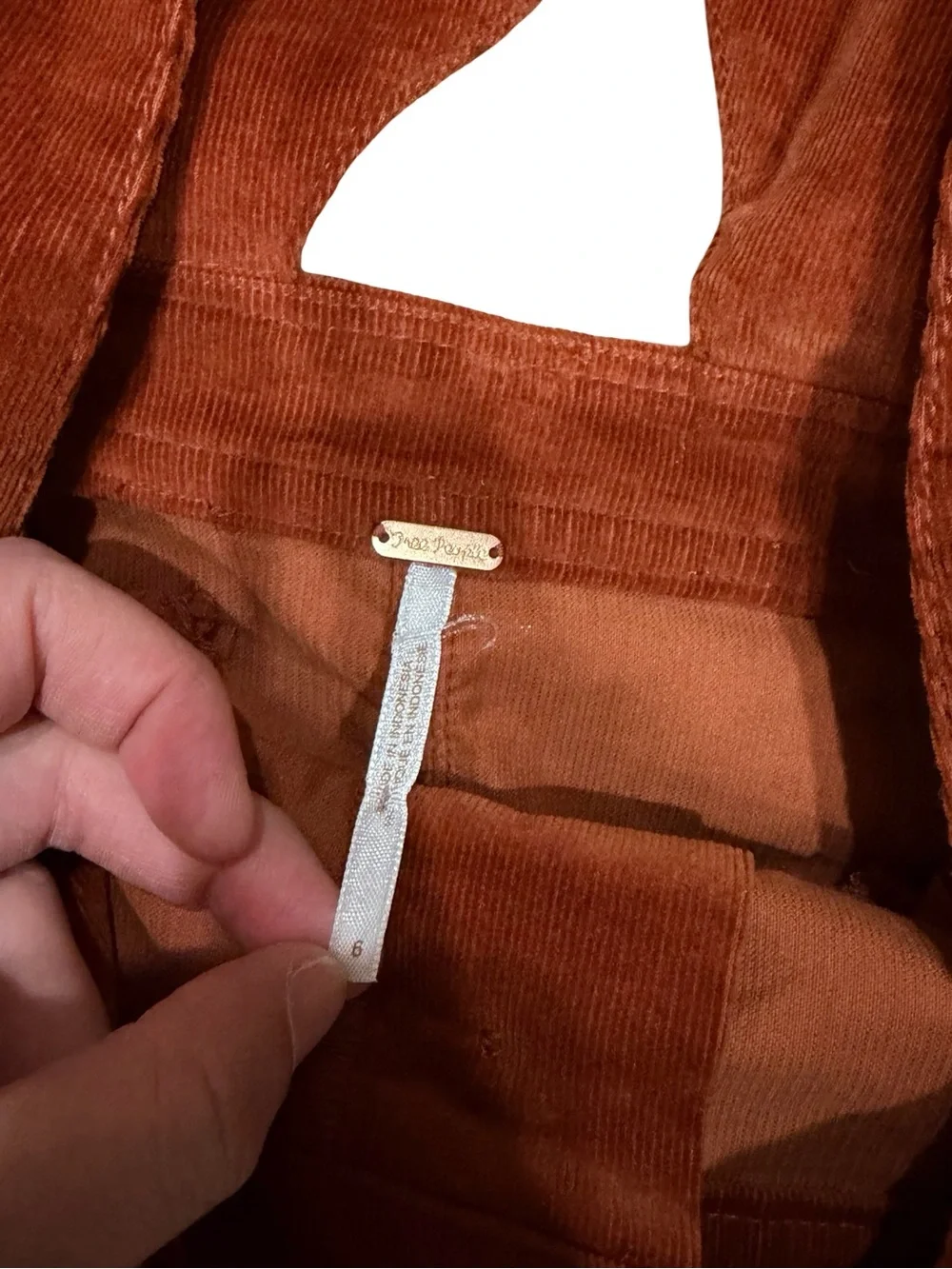 🍂Free People Old School Love Corduroy Overall Pinafore Dress Rust Orange Size 6